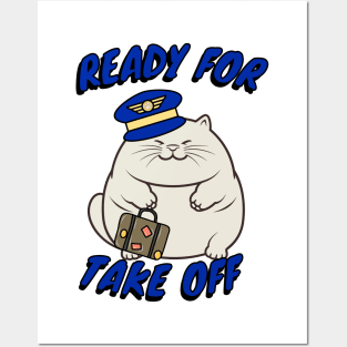 Funny Pilot Sumo cat Posters and Art